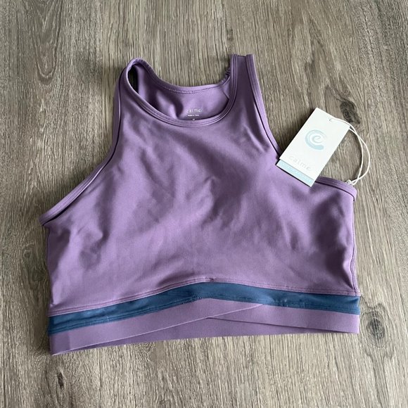 Johnny Was Calme Criss Cross Purple High Neck Activewear Sports Bra Medium M - Picture 1 of 9